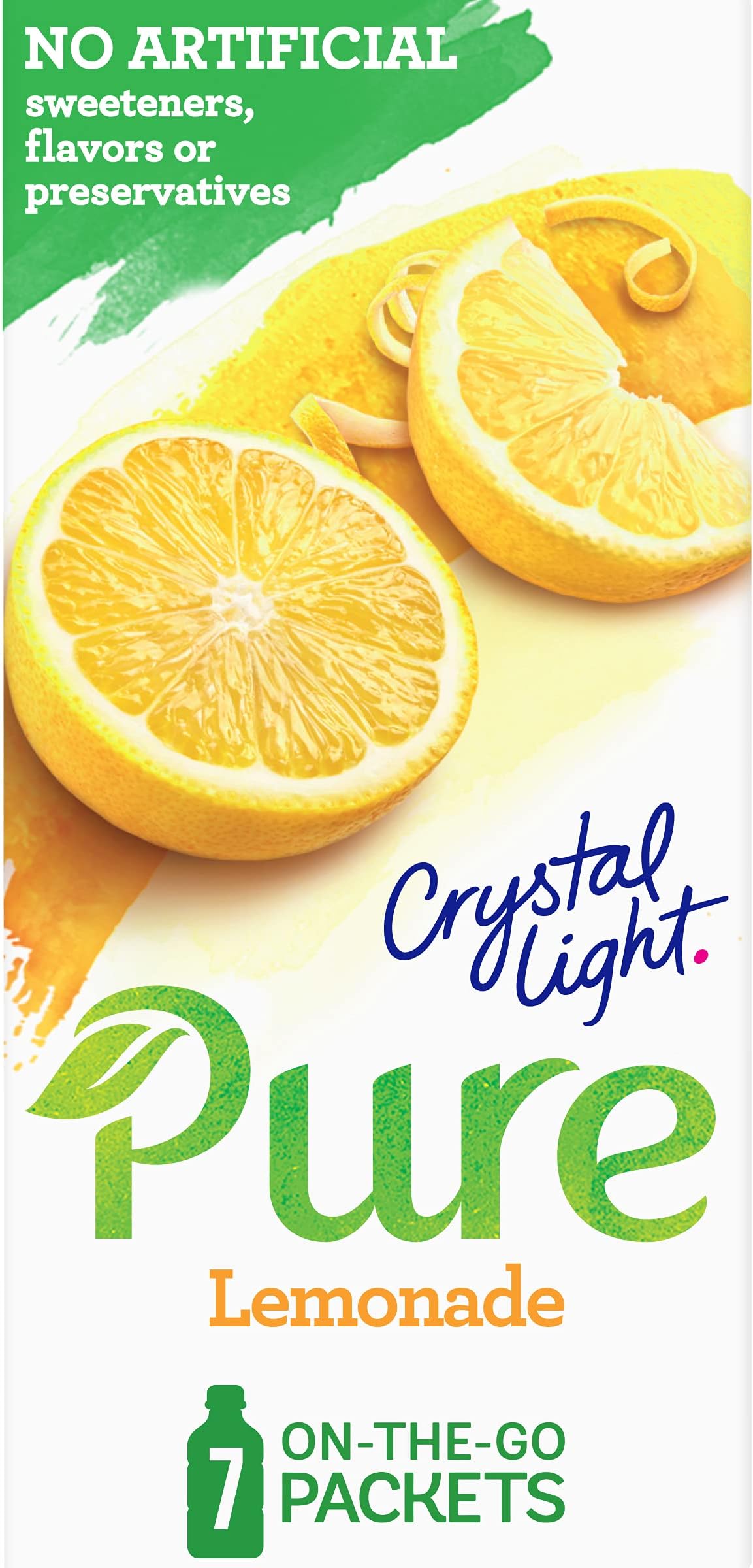 Crystal Light Pure Lemonade Naturally Flavored Powdered Drink Mix Singles with No Artificial Sweeteners (7 ct. On-the-Go Individual Packets),7 Count(Pack of 1)