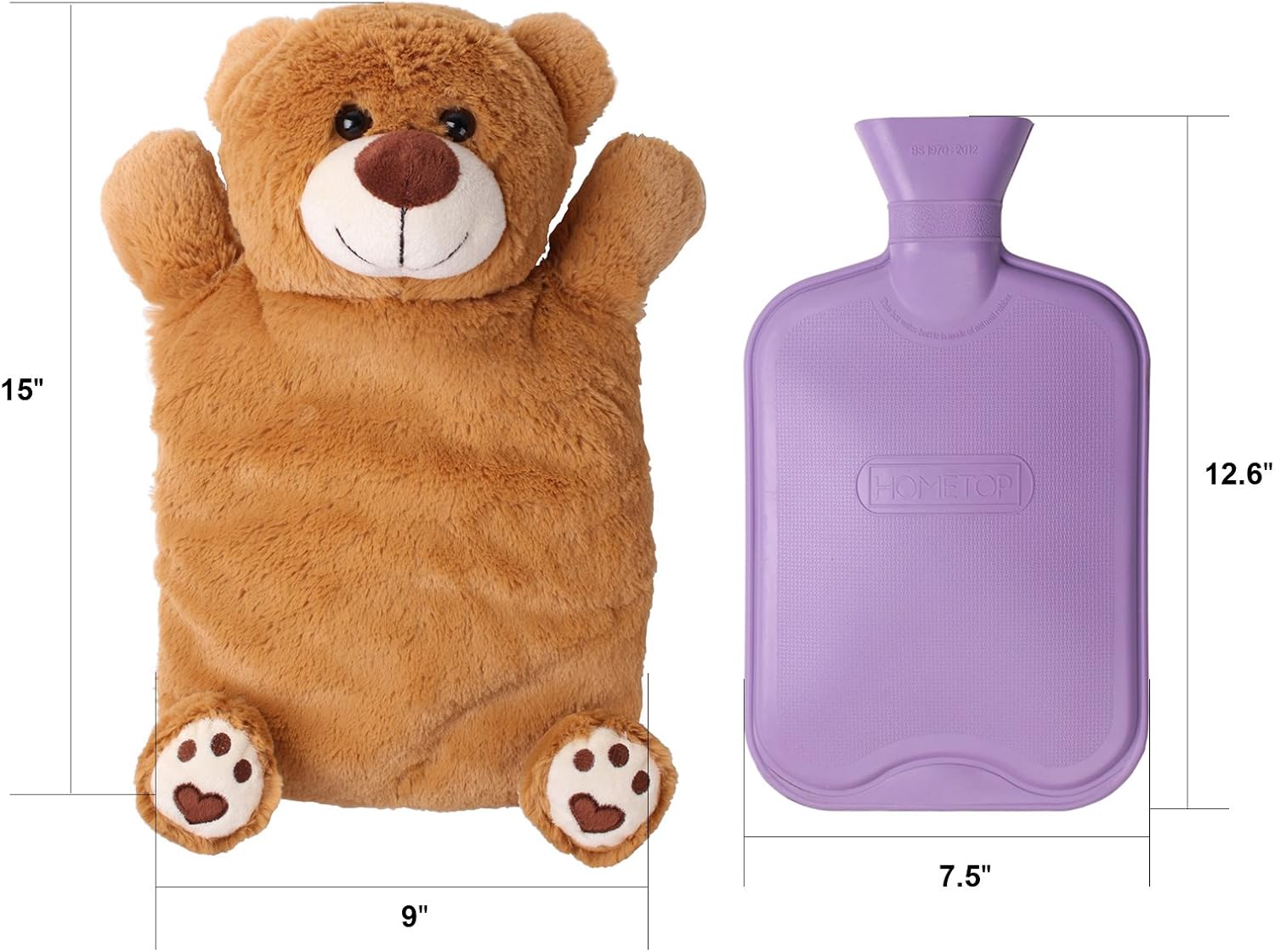 Up To 60% OFF HomeTop Premium Classic Rubber Hot or Cold Water Bottle with Cute Stuffed Animal Cover (2 Liter, Purple)