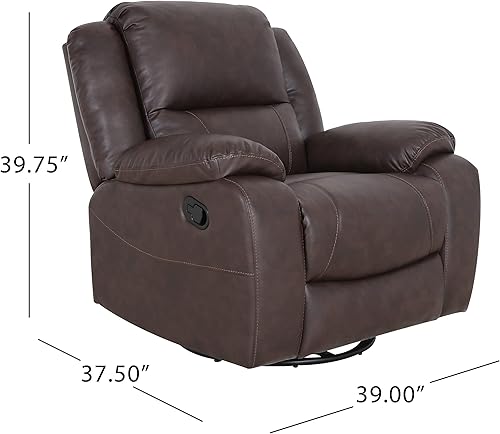 Miniatura 3 de Teresa Classic - Reclinador giratorio de cuero copetudo marrón oscuro