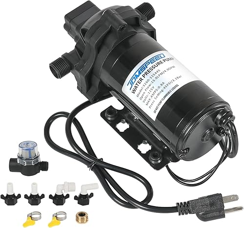 Vista 10 de Bomba de agua Revolution de 5.0 GPM 12V DC 55 PSI Revolution con interruptor de presión compatible con cámper, RV, ducha, rociador