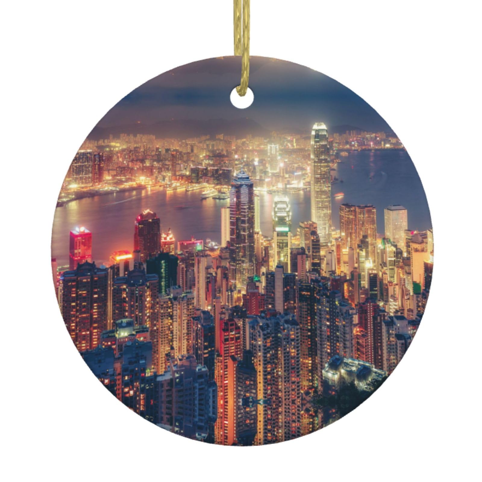 Hong Kong Christmas Tree Ceramic Hanging Xmas Tree Decoration Bauble Round Ceramic Decorations Decorative Home Decoration