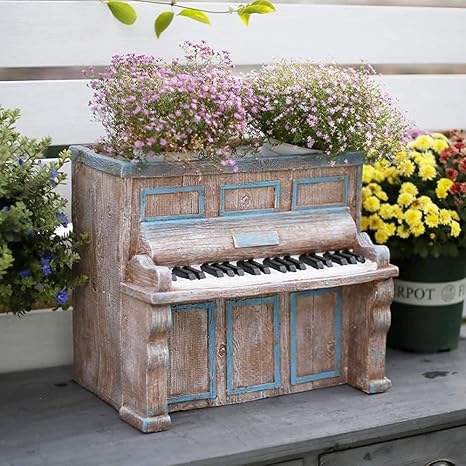 Amazon Co Jp 家の庭の装飾の彫刻の庭の装飾のための屋外の装飾の彫像置物グランドピアノプランターヴィンテージ直立ピアノプランター 屋外の花 のコンテナ芝生の装飾 色 Brown Large Diy 工具 ガーデン