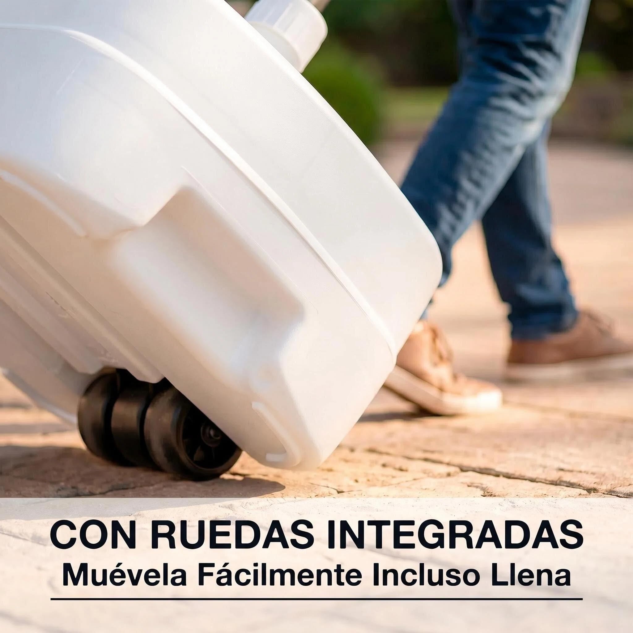 Cia&Co Base de Sombrilla con Ruedas XXL 48x48x24 cm · hasta 75 kg Rellenable 46L Agua/Arena · Compatible Ø33-50 mm · Sombrillas Grandes · Exterior Jardín Terraza Antiviento (Blanco Jardin)