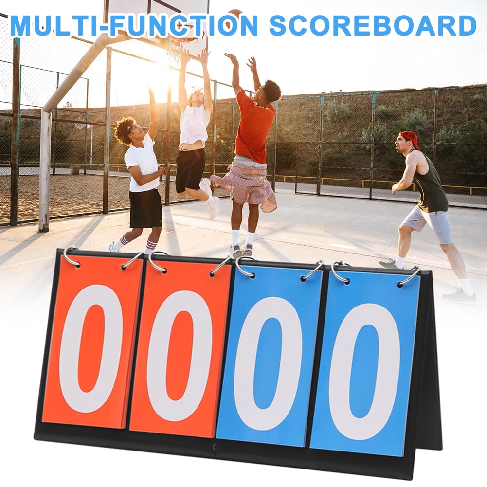 Marcador Deportivo Plegable 4 Dígitos Tablero de Flip Portátil para Puntuación 0-99 Voleibol Baloncesto Tenis