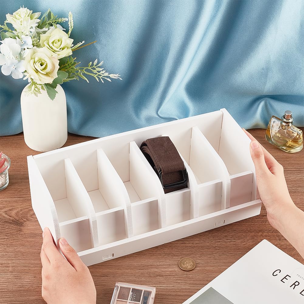 PH PandaHall Portaoggetti Da Cintura Organizer per Cintura A 6 Griglie Acrilico Organizer Cassetti per Cintura Bianco con Vetrina per Armadio Cassetto Espositore per Cintura Regali San Martino Natale