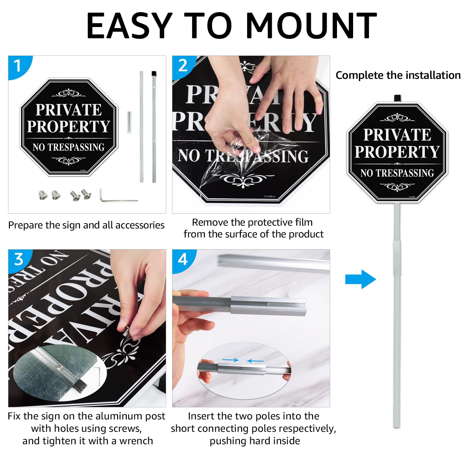 14x10 Sign Heavy Duty Metal Stake Signs s Private Property,14x10 Inch Rust Free ...