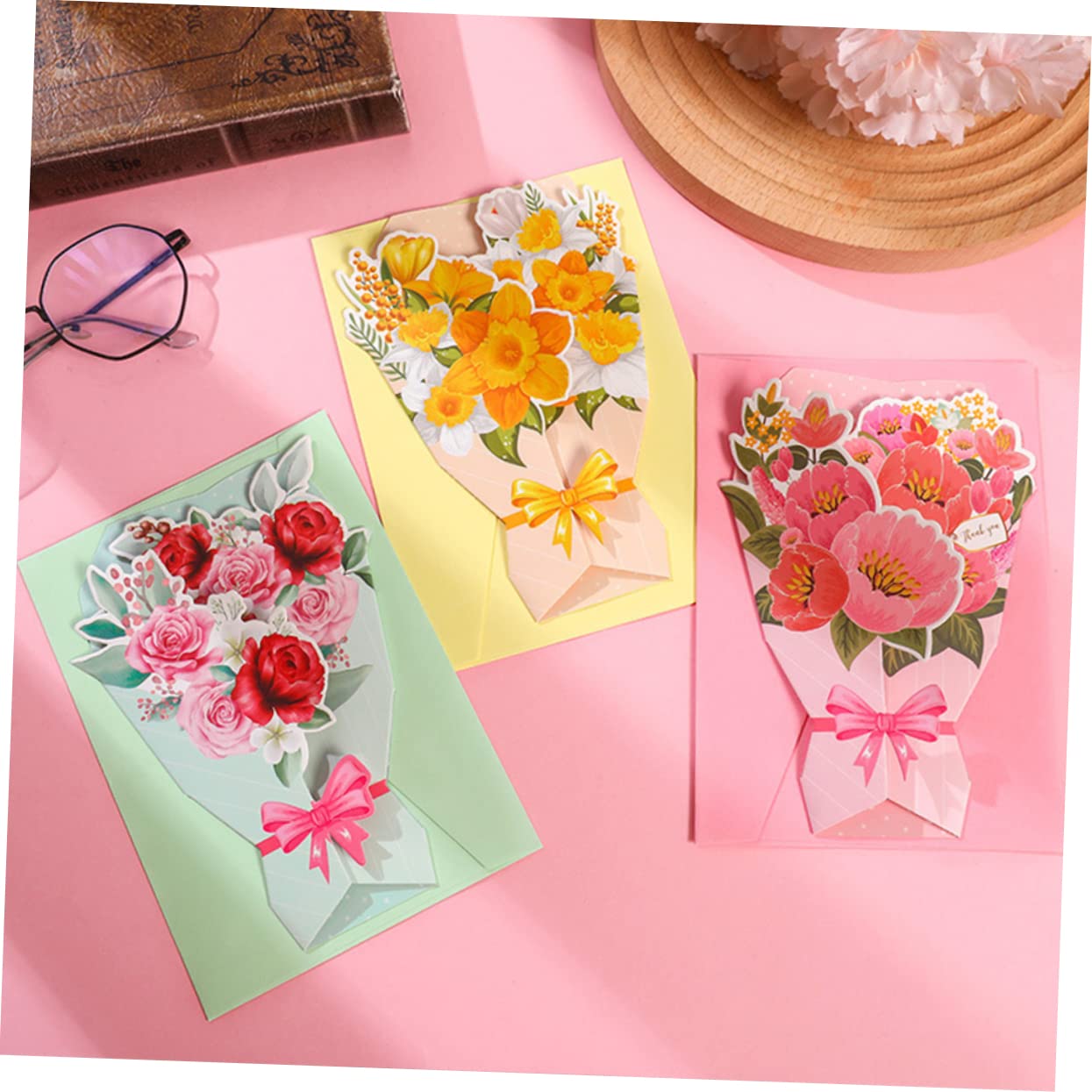 30pezzi Biglietti Di Compleanno Carta Con Bouquet Di Fiori Biglietti Di Auguri Per La Festa Degli Insegnanti e Compleanni Confezione Di Auguri Decorativa