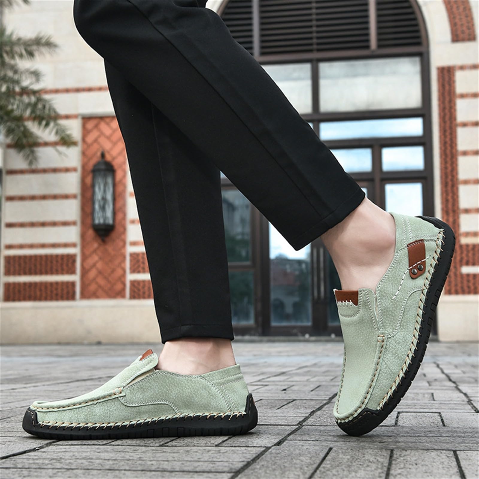 Mocasines para hombre, pies anchos, zapatos de piel, hechos a mano, zapatos de caminar, deportivos, suela plana, zapatos casuales, antideslizantes, cómodos, de un solo color