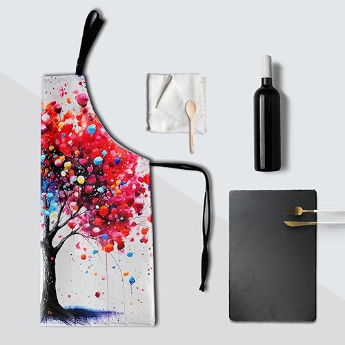 Miniatura 7 de Delantal colorido con 2 bolsillos, delantales de pintura para adultos, delantales de babero artístico, para cocinar, parrilla, hornear, barbacoa