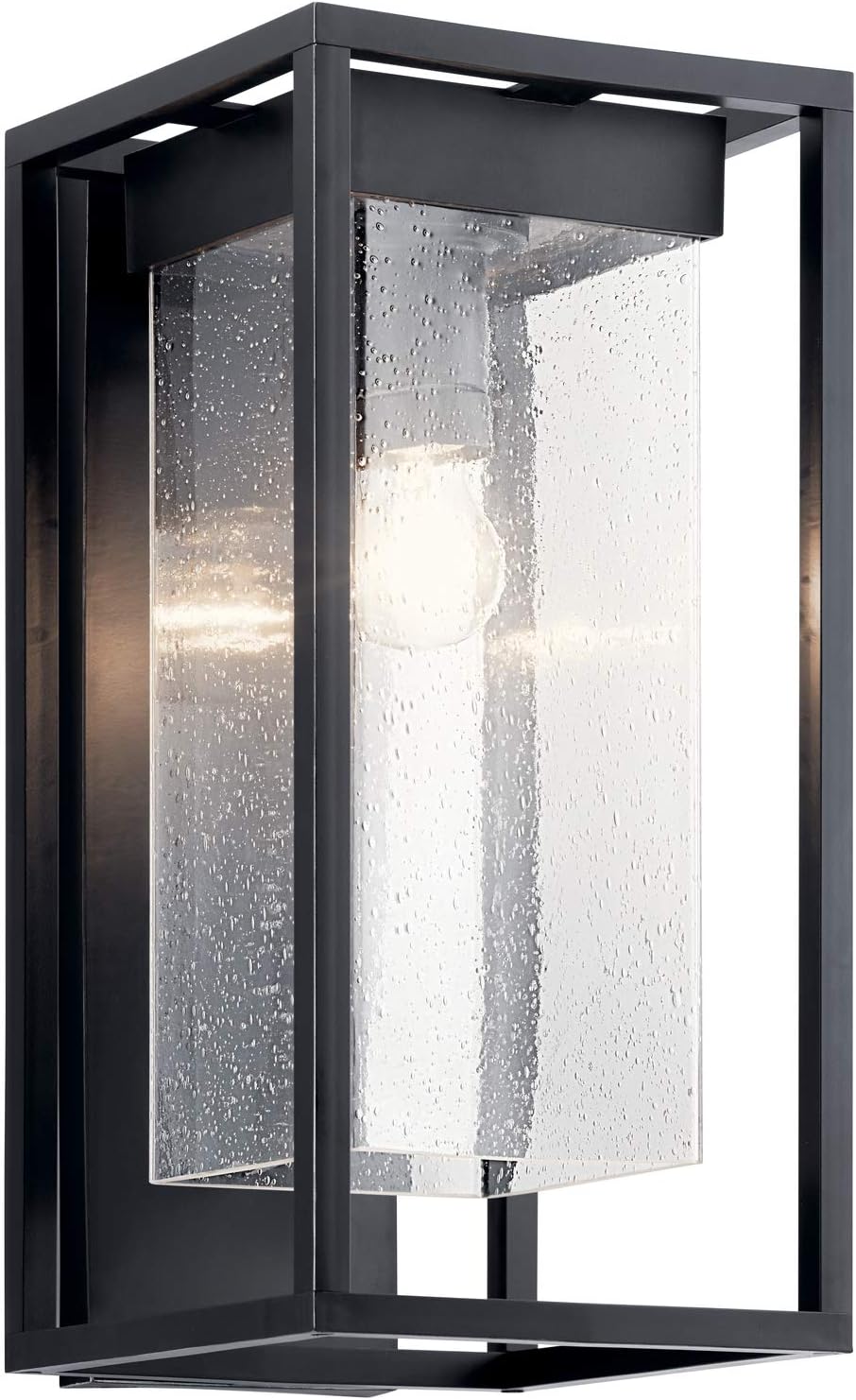 Kichler Lighting Mercer 20 inch 1 Light Outdoor Wall Light with Clear Seeded Glass in Black Finish, Large 18.75" Black