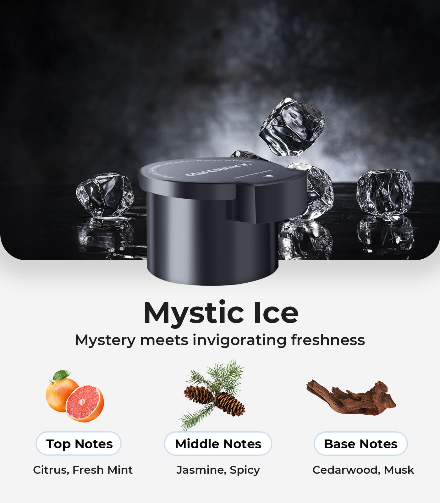 Hitolza Car Air Freshener Refill - Pack of 2, Can be Used for 4~6 Months - Made with Natural Plant Extracts - Mystic Ice