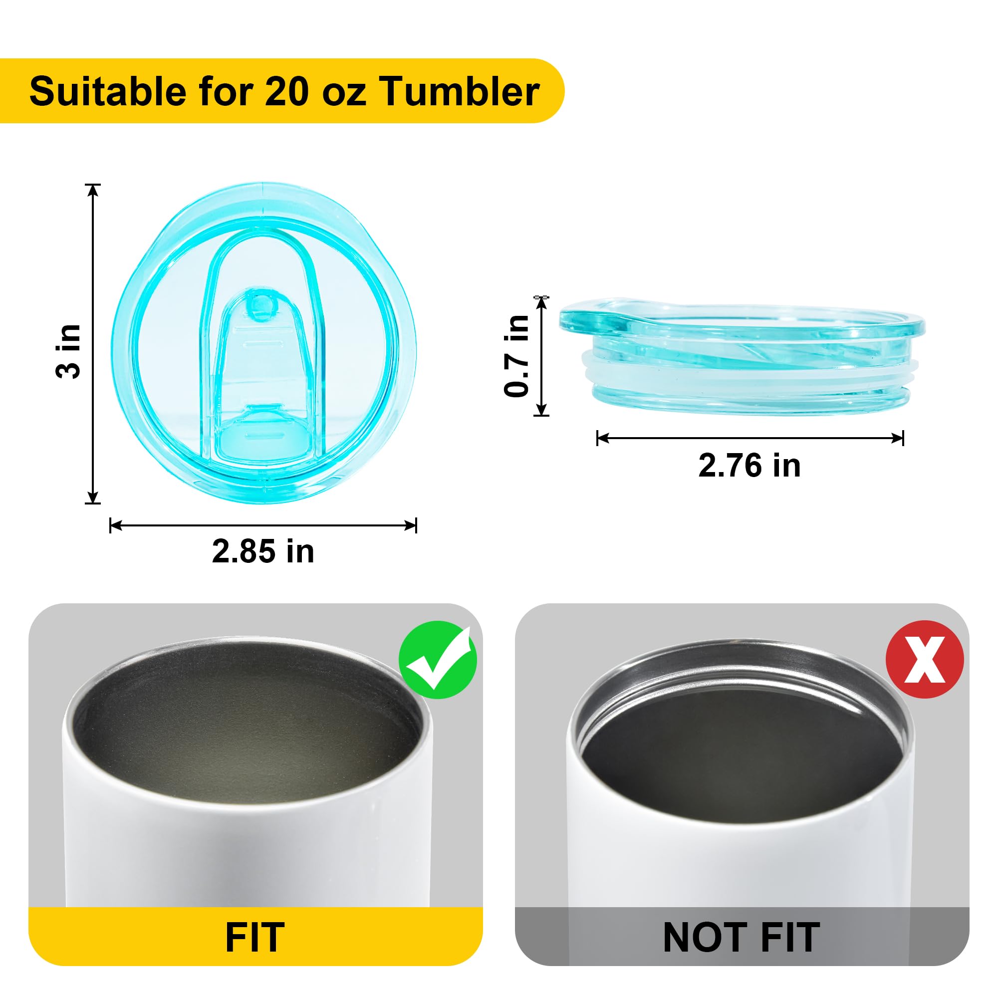 Ersatzdeckel für Skinny Tumbler, 20 oz, 10 Stück, spritzwassergeschützte Kunststoffdeckel, auslaufsicherer, schmaler Schiebedeckel aus Silikon, BPA-frei, mehrfarbig, für Mundbecher