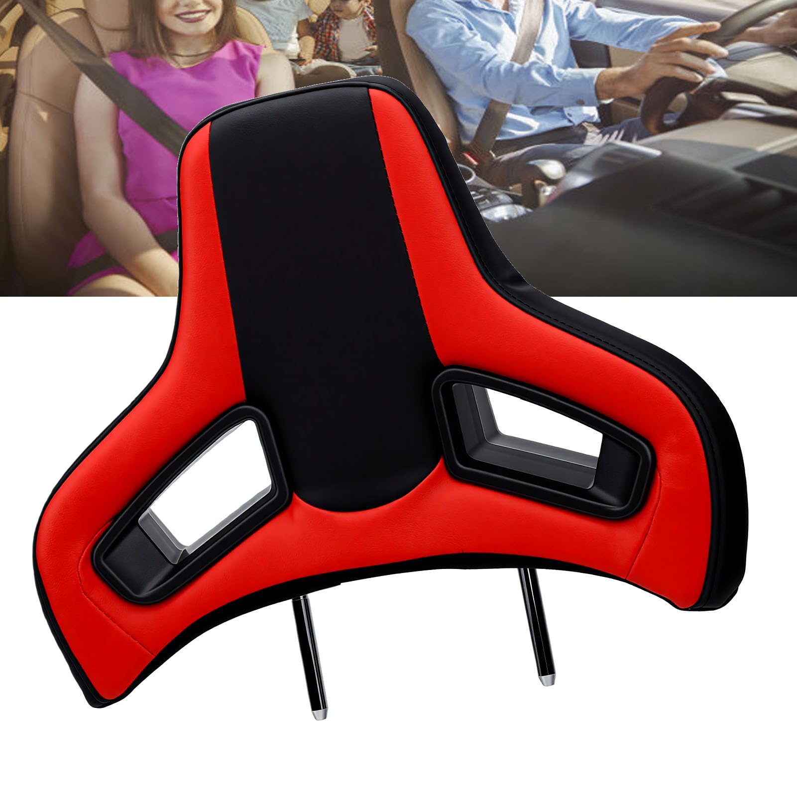 Ajustement Universel de Course pour Appui-tête de Siège avec Oreiller Cervical, Support Réglable Confortable pour Les Amateurs de Voiture, Cuir PVC de qualité Supérieure, Noir 6 Pièces
