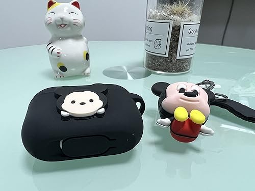 Miniatura 4 de Funda de silicona compatible con Apple Airpods 1, 2, 3 y Pro serie de dibujos animados con llavero de muñeca (Airpods Pro, Mickey)