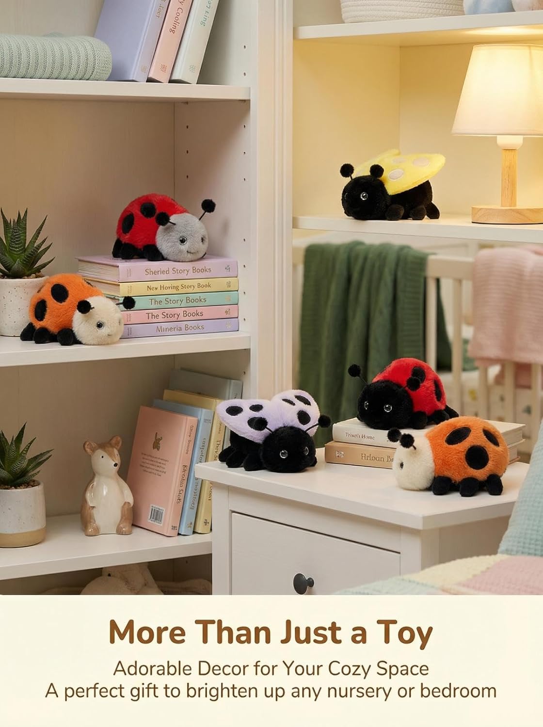 MaoGoLan 6Pcs Bulk Ladybug Stuffed Animals,4.7 inches Small Ladybird Plush Toys for Insect Lover,Colorful Mini Lady Beetle Plushies for Theme Party Decorations,Baby Shower, Classroom Prize