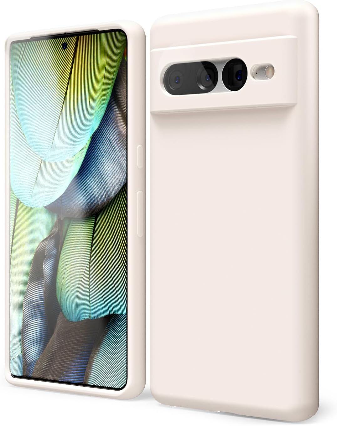 Oakxco Silicone Case for Google Pixel 7 Pro with Camera Protection Thin Colourful Rubber Gel Plain Protective Mobile Phone Case Slim Soft TPU Matte Mobile Phone Case Cute Elegant Protective Case for Girls Men Beige Titanium