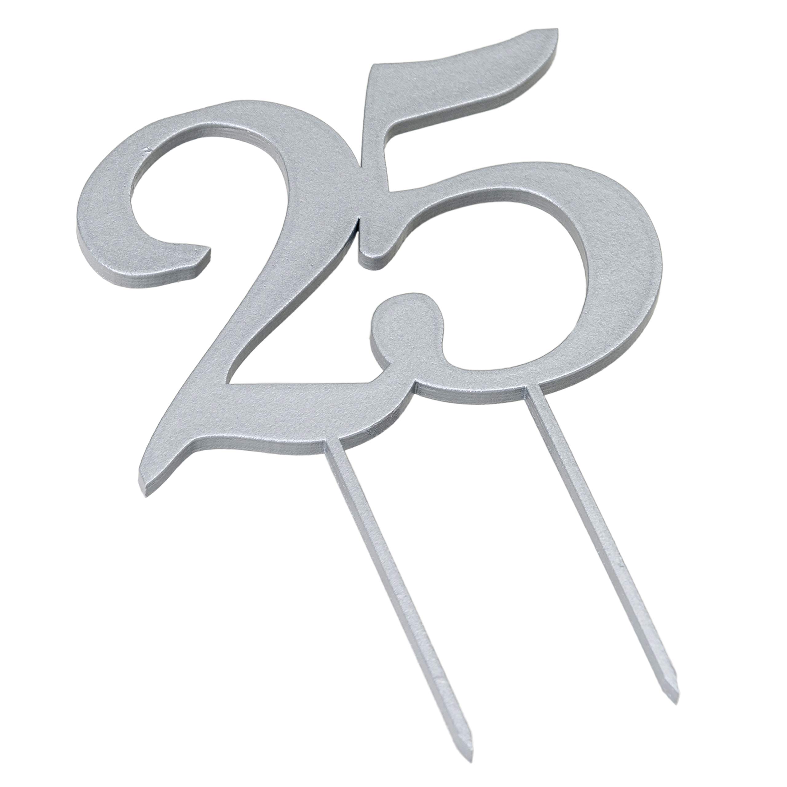 Mopec Wooden Cake Topper, 25 Anniversary, Silver, 12 x 17 cm, 2
