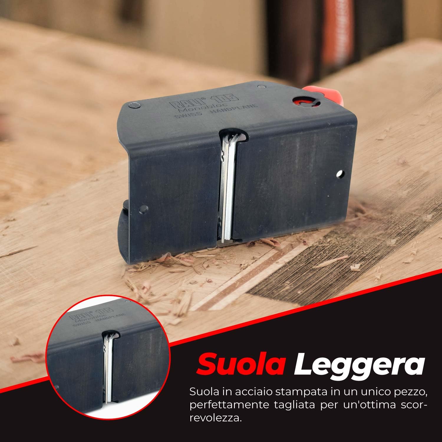 RALI 105 Piallatrice Manuale Monoblocco per Lavorazione del Legno | Piallatrice per Legno con Doppio Taglio Reversibile, Nessuna affilatura necessaria and Regolazioni ultra-facili