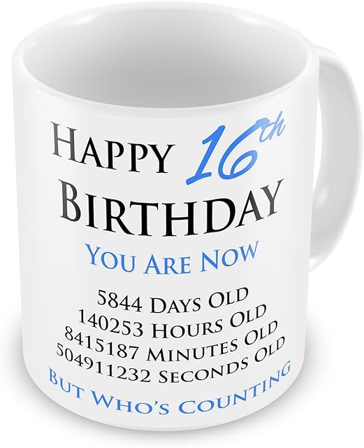 Happy 16th Birthday You Are Now Novelty Gift Mug - Blue