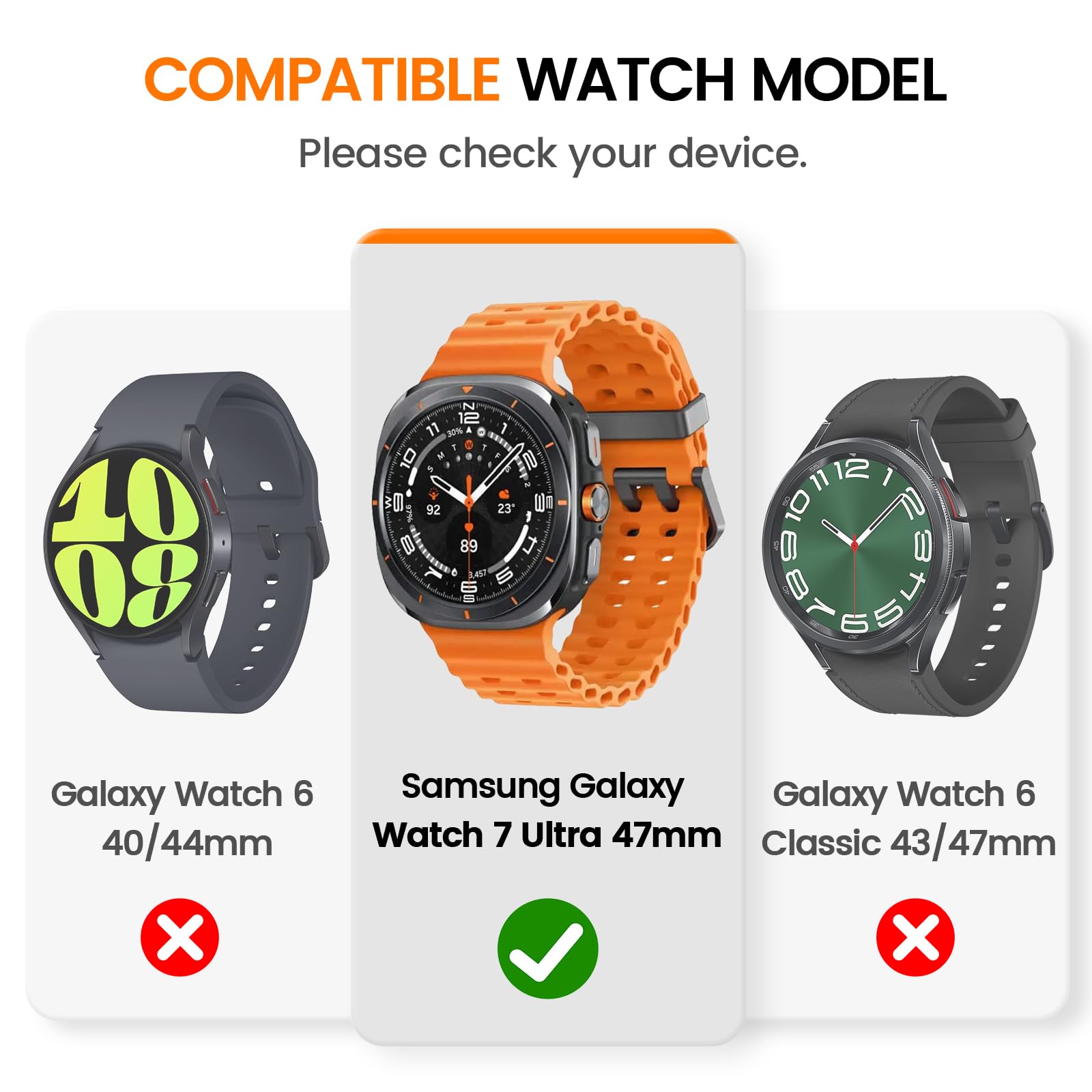 [3 + 3 sztuki] Etui Kamita 3 w 1 do Samsung Galaxy Watch ULTRA 47 mm, 3 folie ochronne ze szkła hartowanego + 3 twarde etui z poliwęglanu + 3 ramki ramka samoprzylepna osłona do Galaxy Watch ULTRA