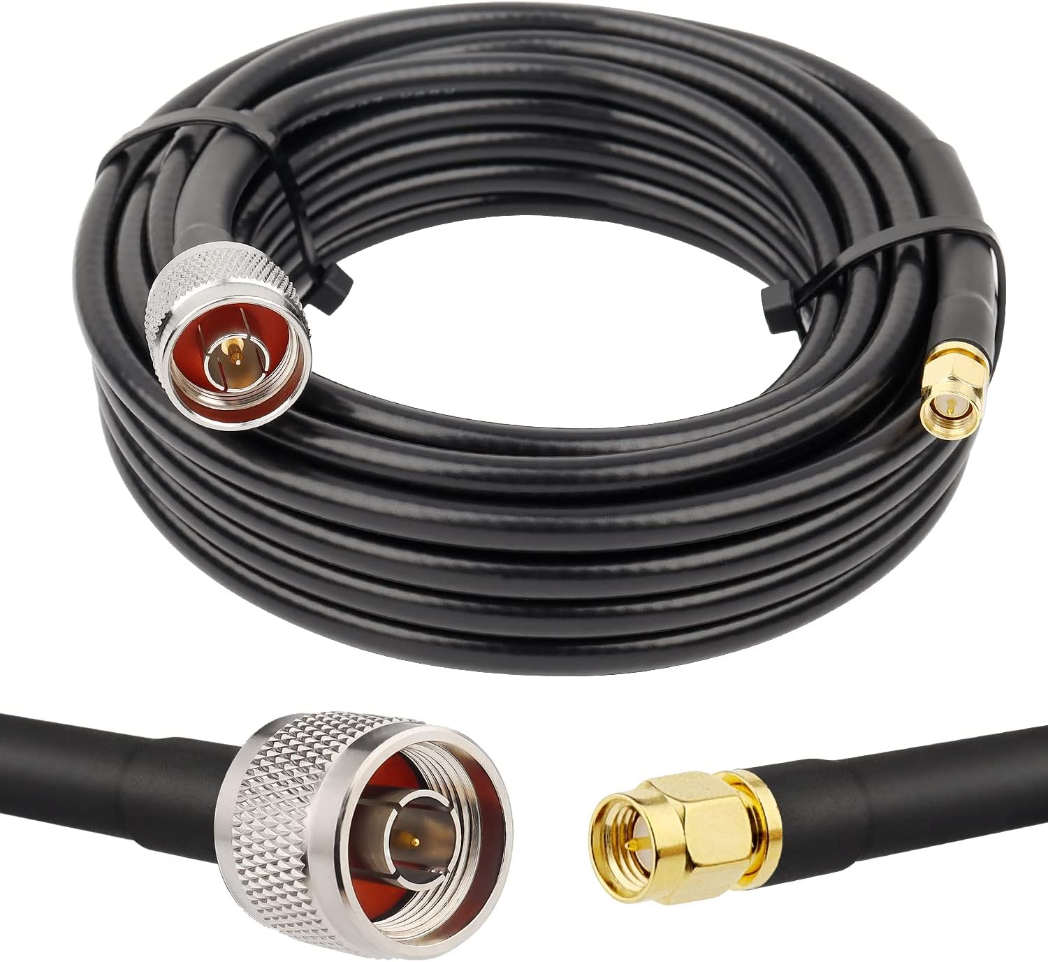 MOOKEERF KMR240 N Male to SMA Male Cable - 20FT Ultra Low Loss SMA to N Cable 50 ohm for WiFi Router/GPS Receiver/Antenna/Signal Booster Use
