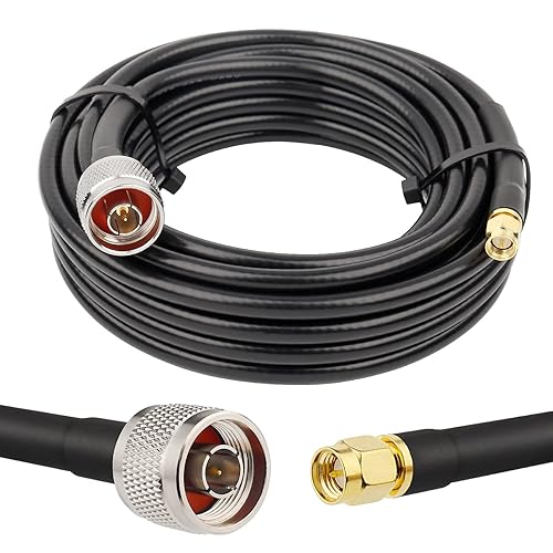 MOOKEERF Cable SMA a N de 20 pies tipo N a SMA KMR240 SMA macho a N macho Cable coaxial de baja pérdida SMA N de 50 ohmios