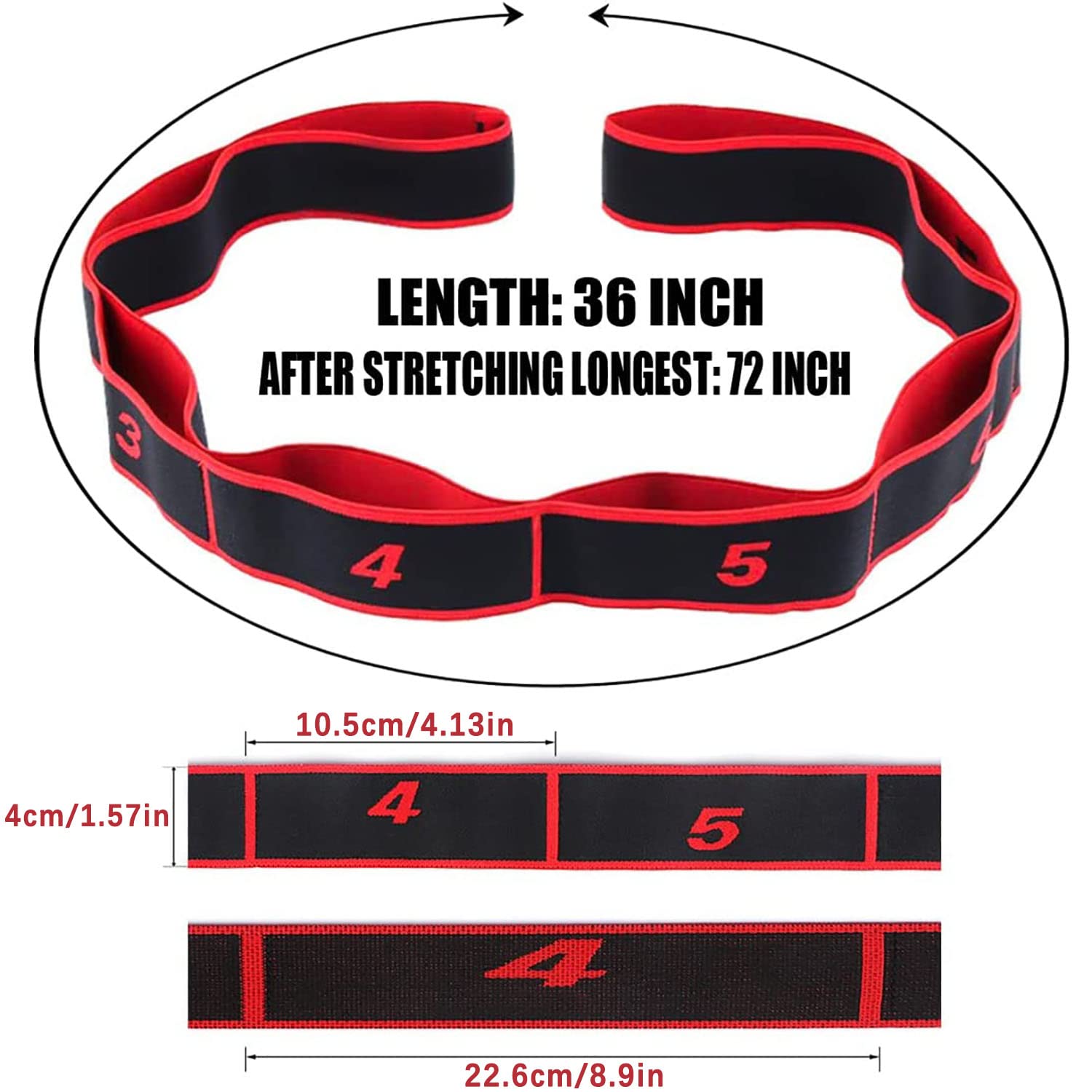 2 Pezzi Fascia Elastica per Yoga, Fasce Elastiche di Resistenza, Bande di Allenamento per Ginnastica, Fascia Esercizio Regolabile con Più Anelli, per Fitness, Danza, Ginnastica (Rosso+Giallo)
