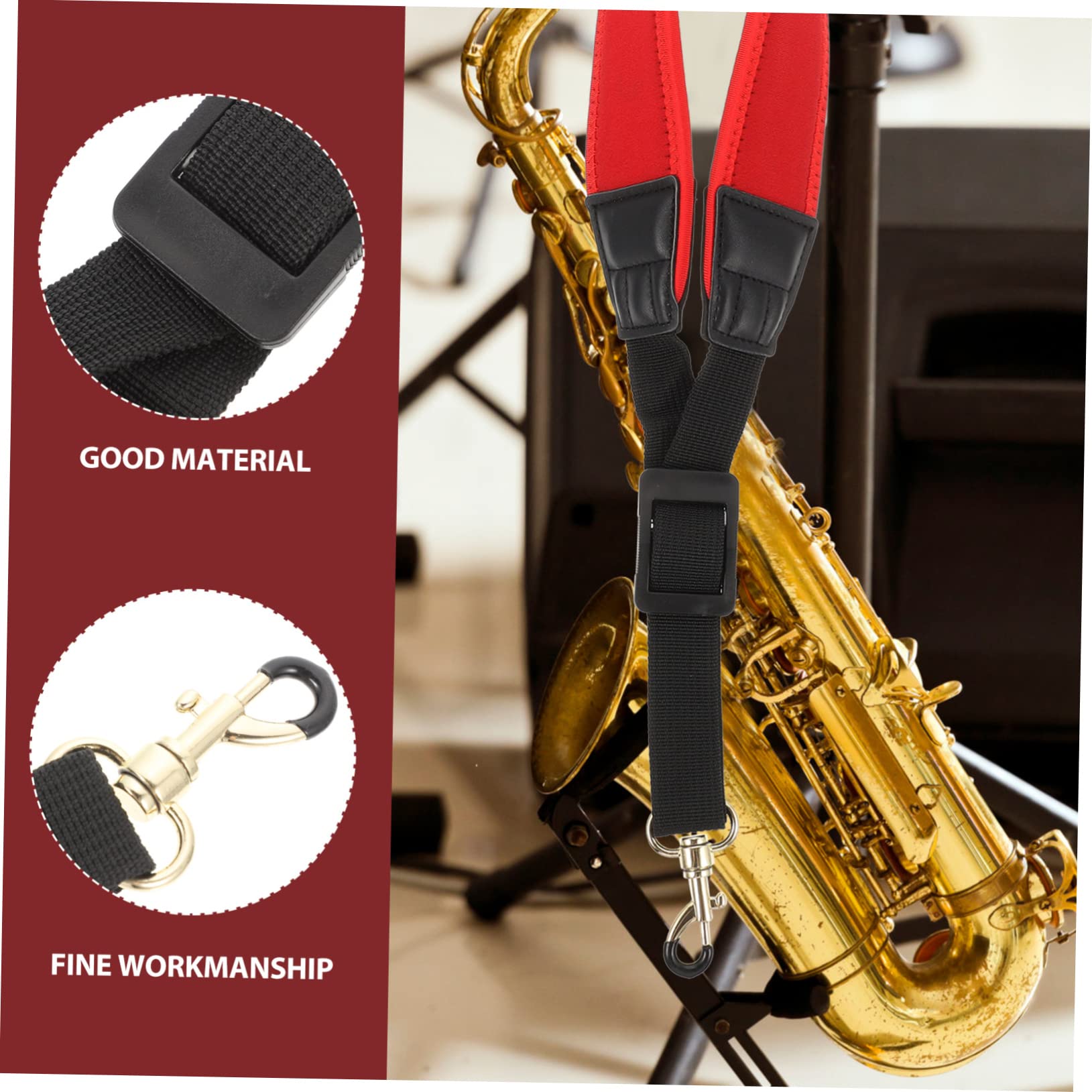ibasenice 3pezzi Cinghia Per Sax e Tenore Elastico Tracolla Comfort Per Performance Musicale Accessorio Pratico e Durevole Per Studenti e Musicisti