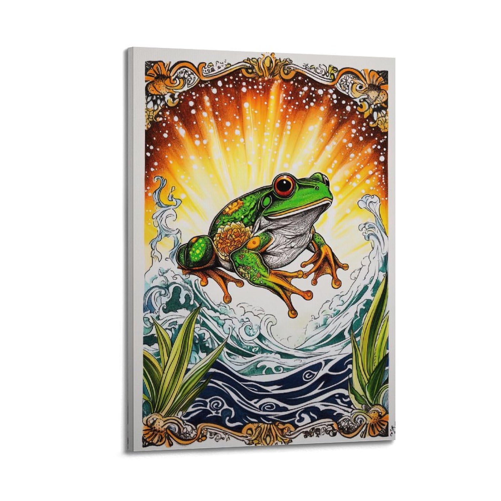 ZSZWHJ Animal Poster Frogs in The Sea Poster Decorative Painting Canvas Wall Posters And Art Picture Print Modern Family Bedroom Decor Posters 20x30inch(50x75cm)