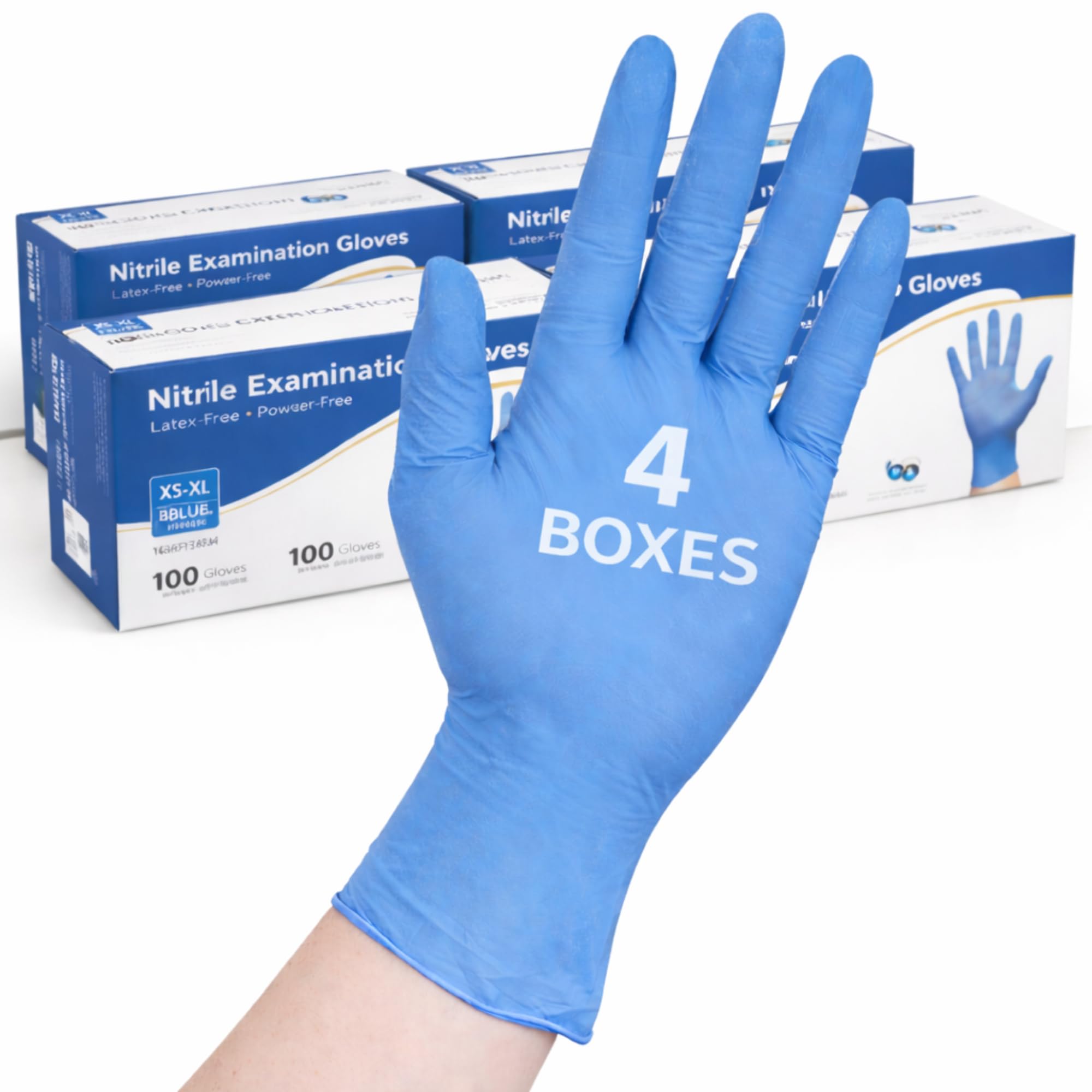 MEDITOP 400 x Blue Disposable Large Nitrile Examination Gloves Multipurpose,Mechanical, Industrial, Hair & Beauty, Janitorial, Multipurpose-Powder Free(400 Gloves, L)
