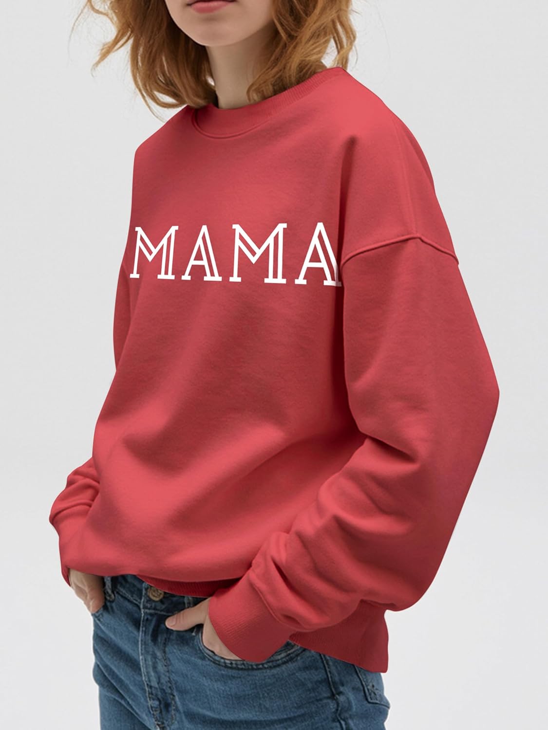 Mama Sweatshirt for Women Crewneck Casual Oversized Pullover Long Sleeve Tops Sweater Gift for New Mom - Image 2