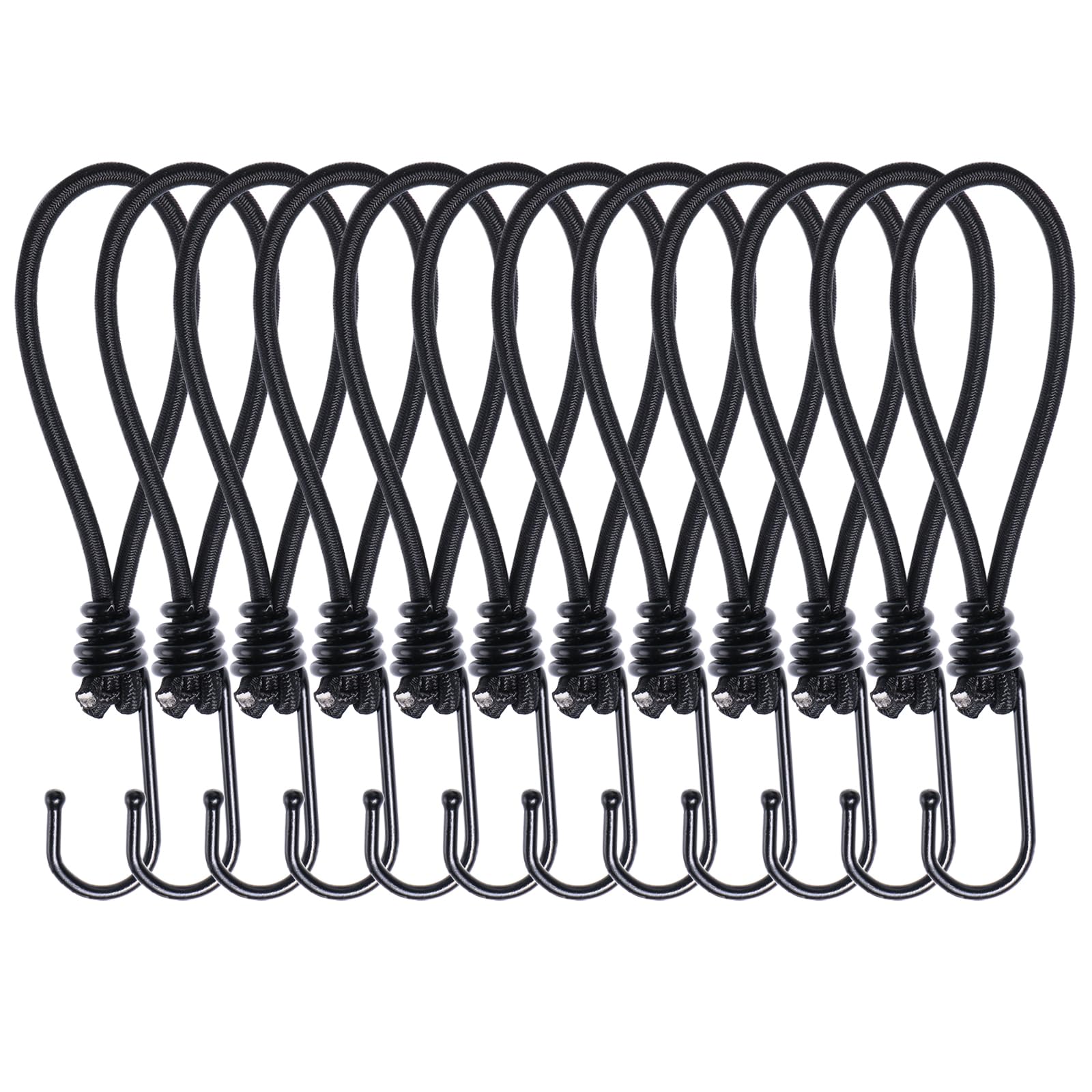 JunGG Heavy Duty Bungee Cords with Hooks, 12 Pcs 15 cm (6 Inch) Elastic Bungee Straps