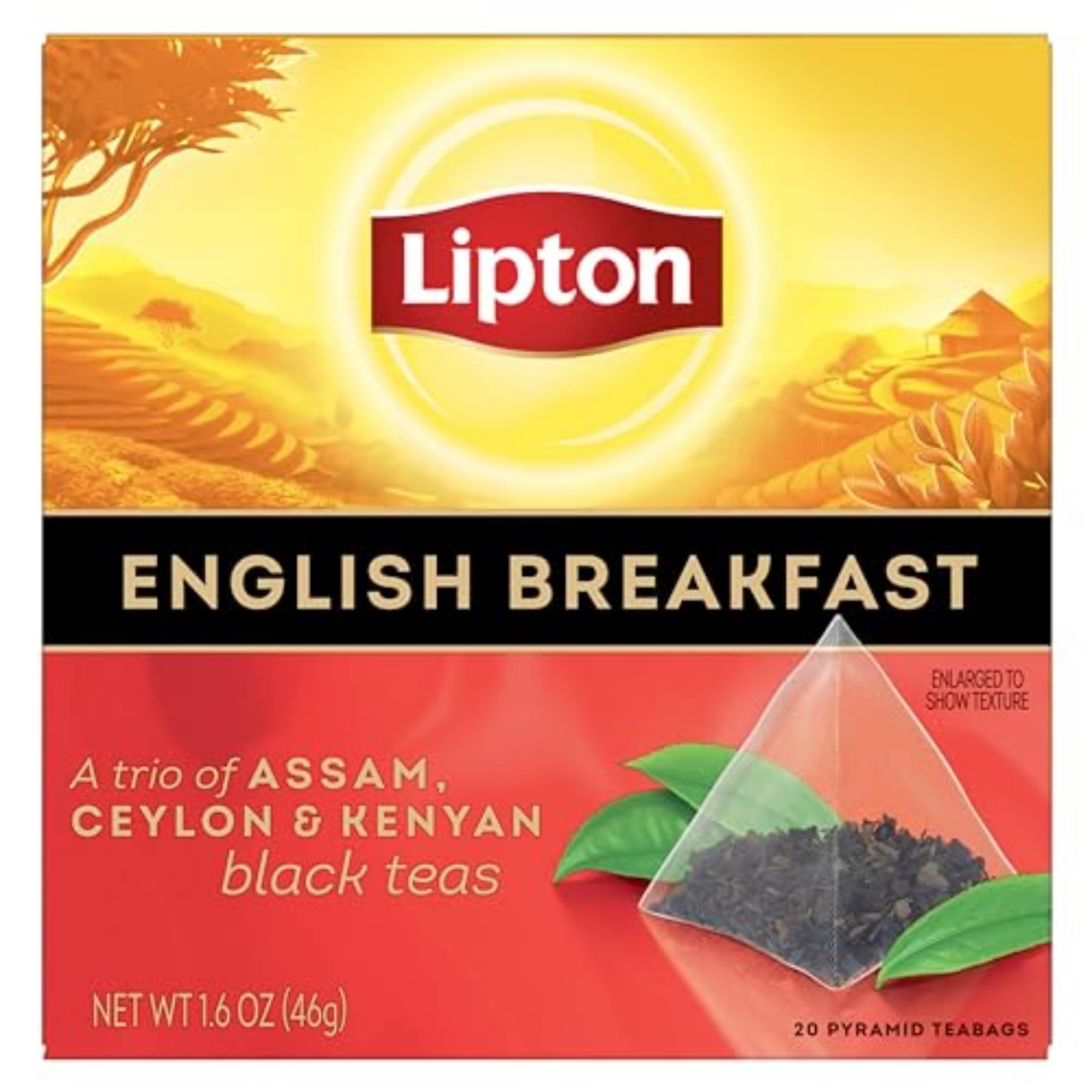 Lipton Black Tea English Breakfast, Pyramid Tea Bags, Flavored Teabags, 20 Total Bags