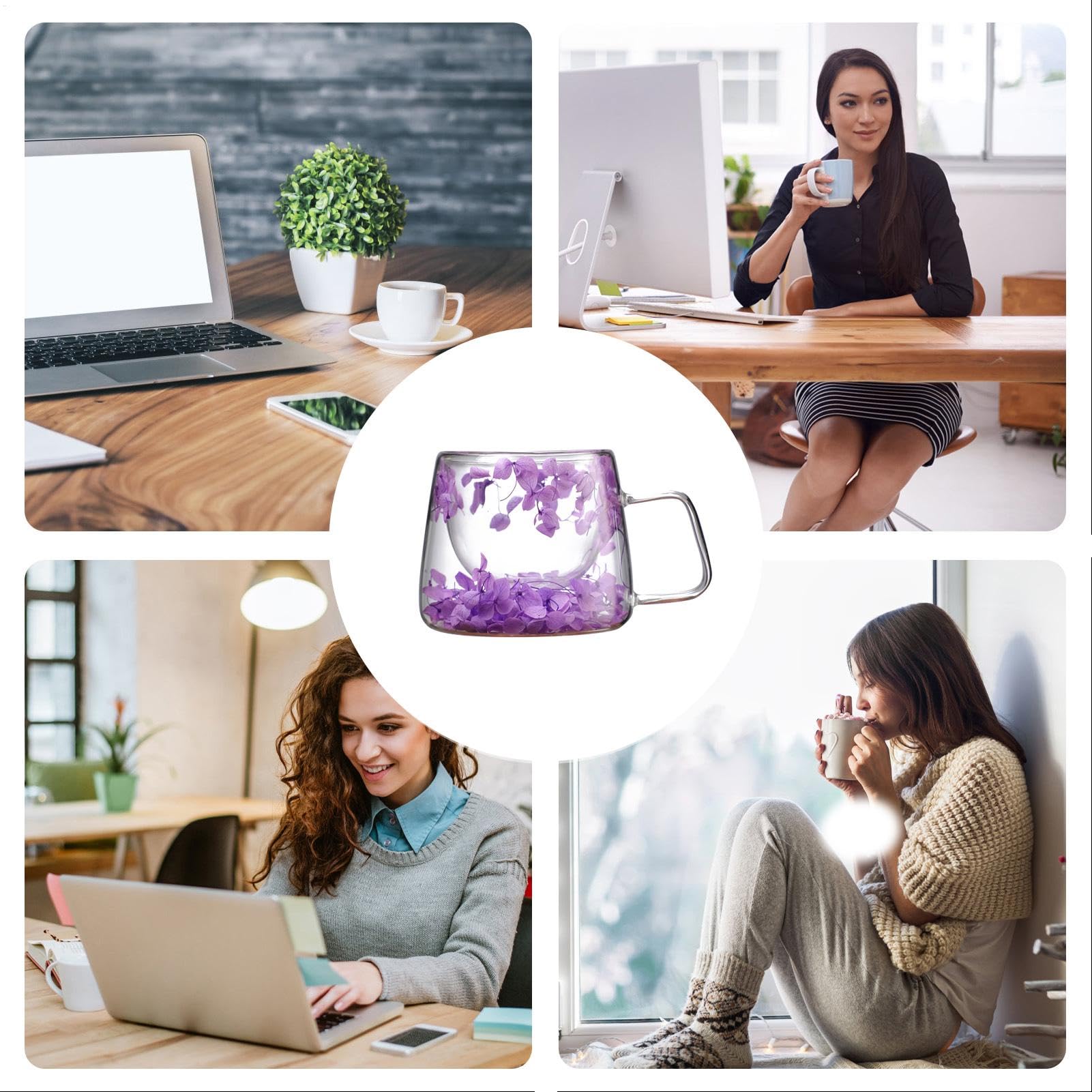 da caffè con fiori secchi, capacità 200 ml, da caffè a fiori