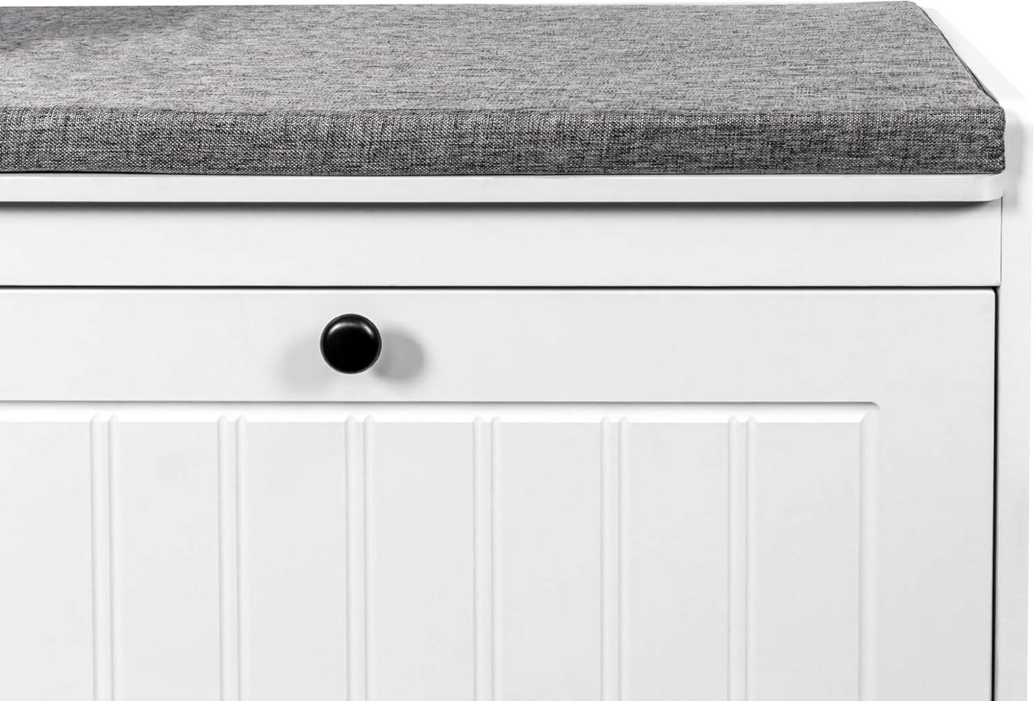 Shoe Storage Bench, Modern Wooden Shoe Cabinet with Flip Drawer and Adjustable Shelf, Entry Way Bench with Padded Seat Cushion for Entryway, Hallway, Living Room,Off-White