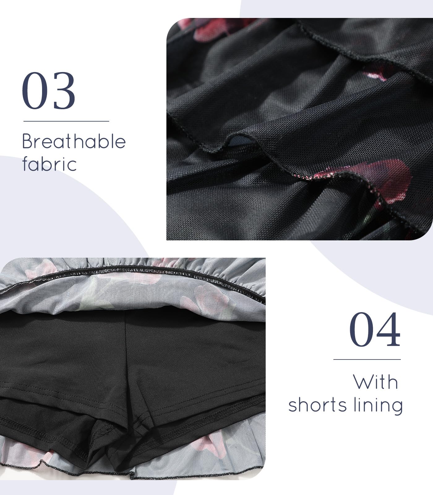 Adigaber Donna Volants Mini Gonna Vita Elastica Gonna a Strati in Tulle con con Pantaloncini
