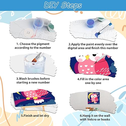 Miniatura 69 de EOBROMD Mrine Life - Paquete de 4 kits de pintura enmarcada por números para niños, kits de bricolaje para niños de 4 a 8 a 12 años, pintura sobre