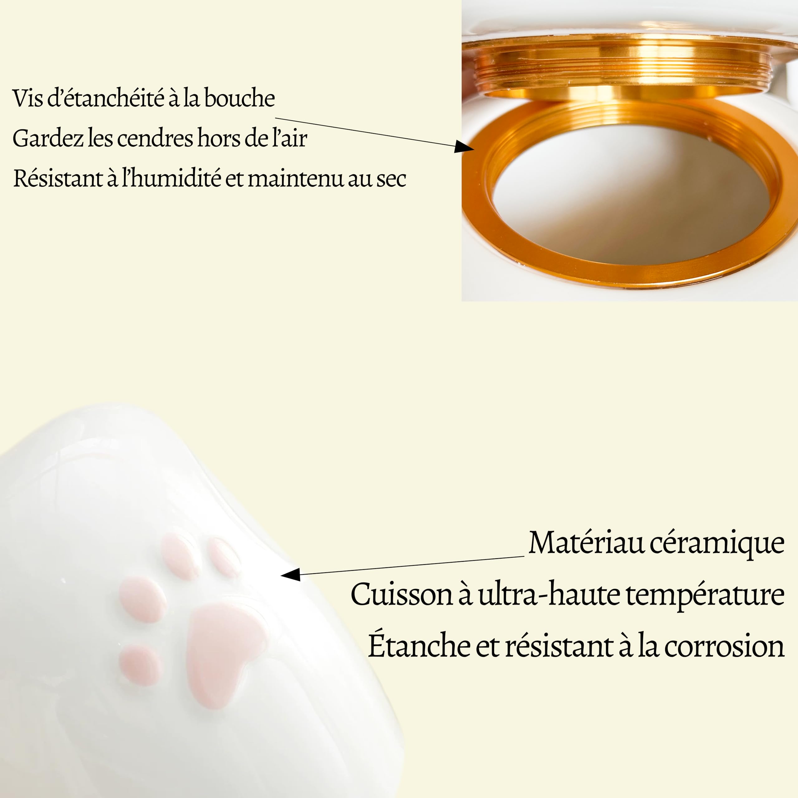 Urne personnalisée pour animaux de compagnie, urne à cendres de chien, urne pour chat, boîte à souvenirs en céramique, personnalisation faite à la main (Cendres de grande taille ≤ 50 kg (pas d’os))