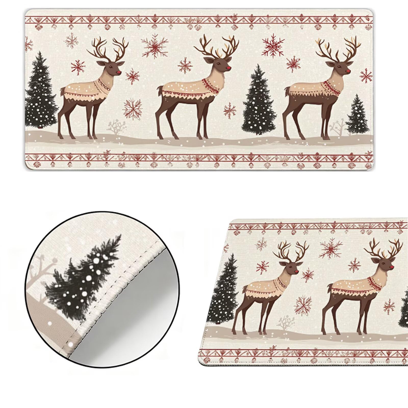 Podkładka pod mysz XXL 1200x600x3mm Podkładka pod mysz z jeleniem Zima poprawia precyzję i szybkość, wodoodporne antypoślizgowe, szyte krawędzie, akcesoria do gier, komputer, prezent dla mężczyzn Y7