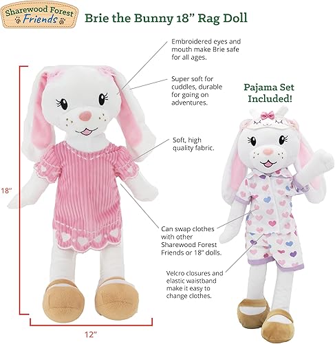 Miniatura 2 de Muñeca de bebé suave de peluche, conejito de 18 pulgadas, muñeca de trapo de felpa con 2 juegos de ropa, mi primer juguete de peluche para niñas,