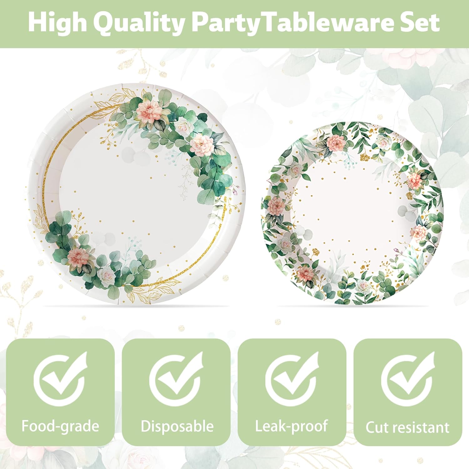 140Pcs Sage Green Party Supplies Sage Green Plate and Napkins Eucalyptus Paper Plate Wedding Party Decorations Tableware Set Baby Shower Birthday Party Dinnerware, Serve for 20 Guest