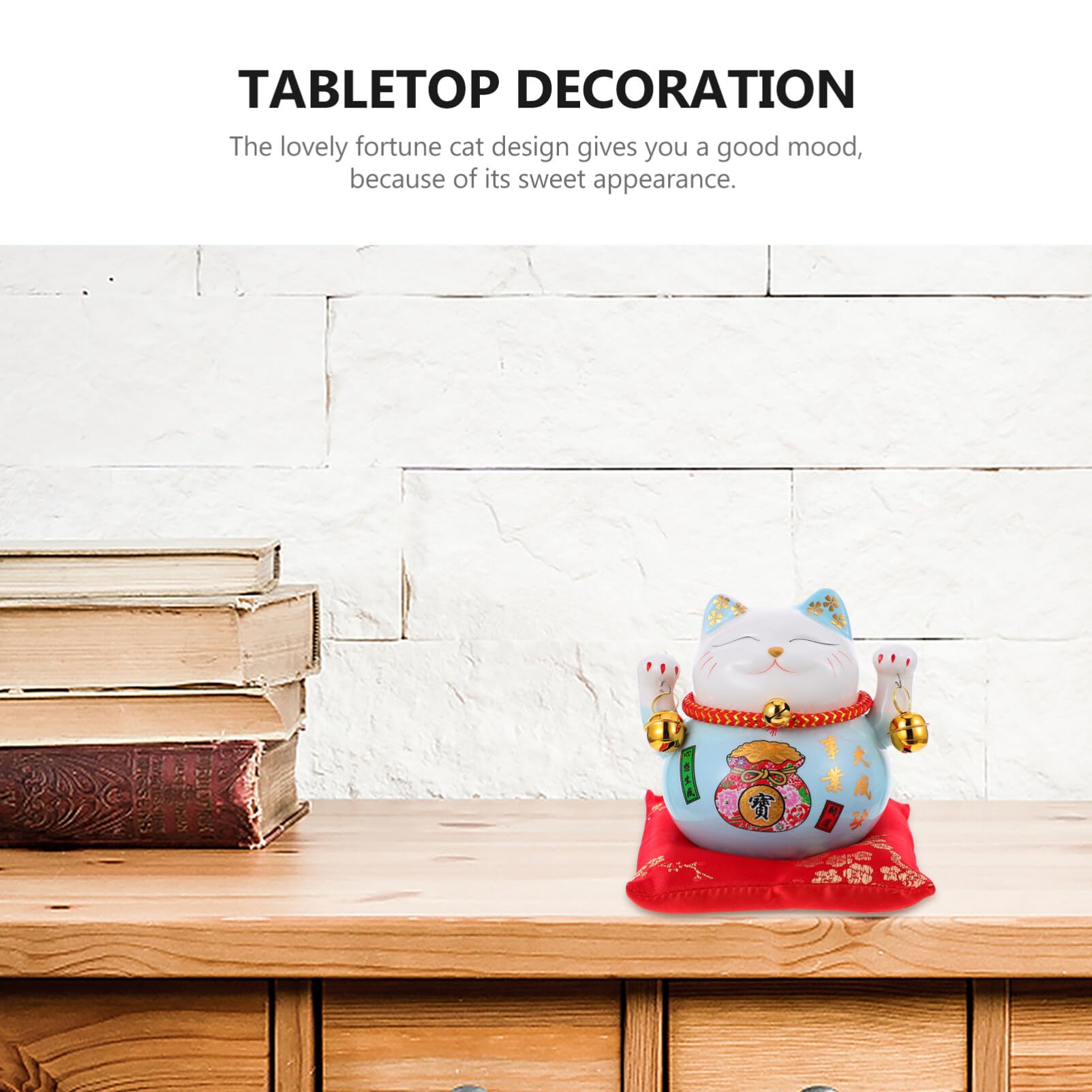 IMIKEYA Lucky Cat Money Bank Feng Shui Maneki Neko Lucky Cat Coin Bank Ceramic Lucky Cat Piggy Bank Porcelain Money Change Pot Feng Shui Decor Ornament for Kids Money Blue 4. 5in - Image 4