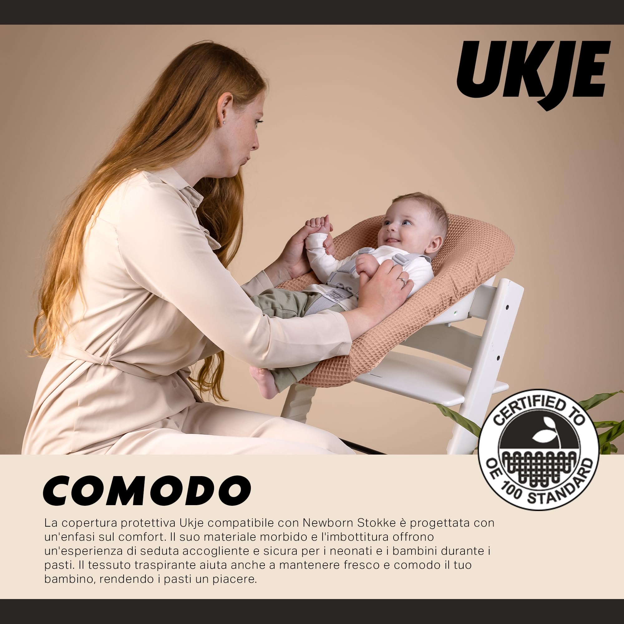 Custodia protettiva Ukje compatibile con Stokke per neonati con pad per cinture | Accessori per seggiolone | Copertura in tessuto per seggiolini per neonati e bambini | Realizzata a mano in Europa