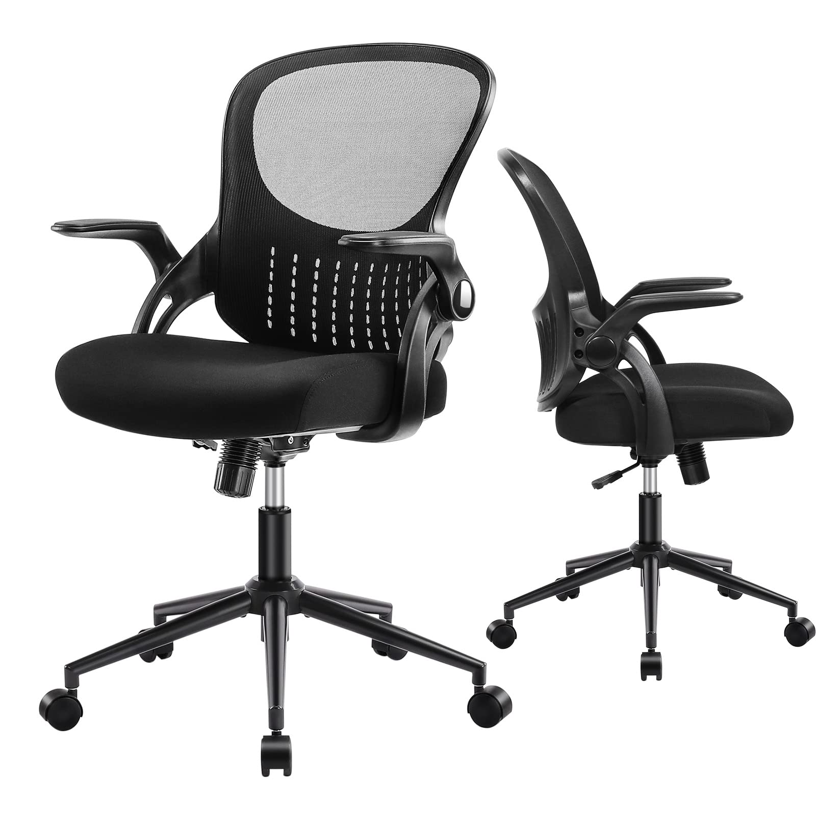 Photo 1 of Office Chair, Ergonomic Desk Chair, Mid Back Mesh Computer Chair, Height Adjustable Rolling Swivel Task Chair with Flip-up Armrests and Lumbar Support, Black1019014007