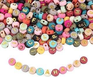 1200pcs Acrylic Letter Beads Alphabet Beads Round Mixed "A-Z" Alphabet Letter Bead Spacer Loose Bead with 1 Roll Crystal S...