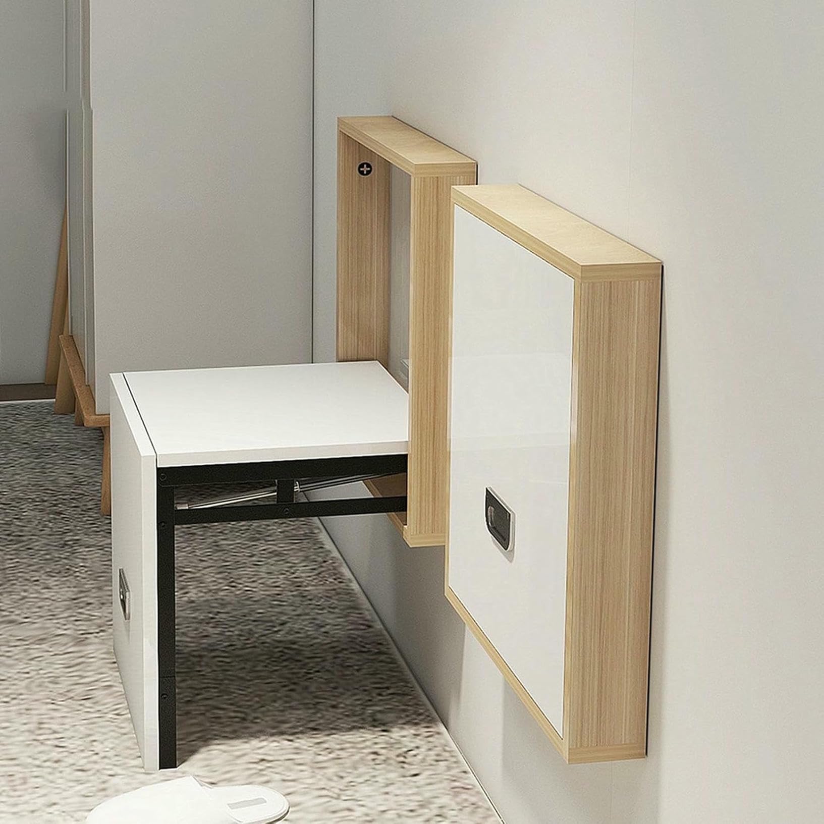 Banc à chaussures mural pliable en bois pour libérer l'espace des petits couloirs
