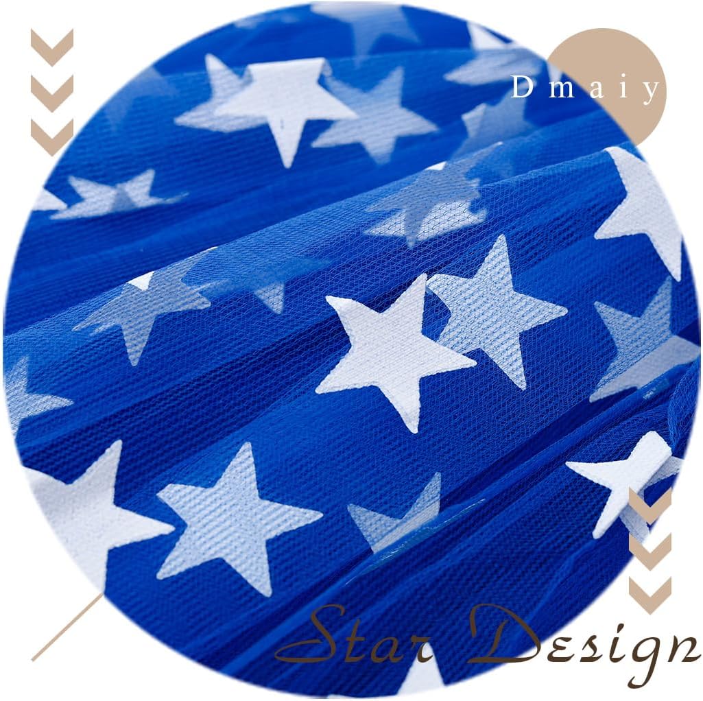 Star Women Tutu Skirt Tulle Layered Dance Skirts Elastic Adult Tutu Ballet Patriotic Tutus for Performance Costume