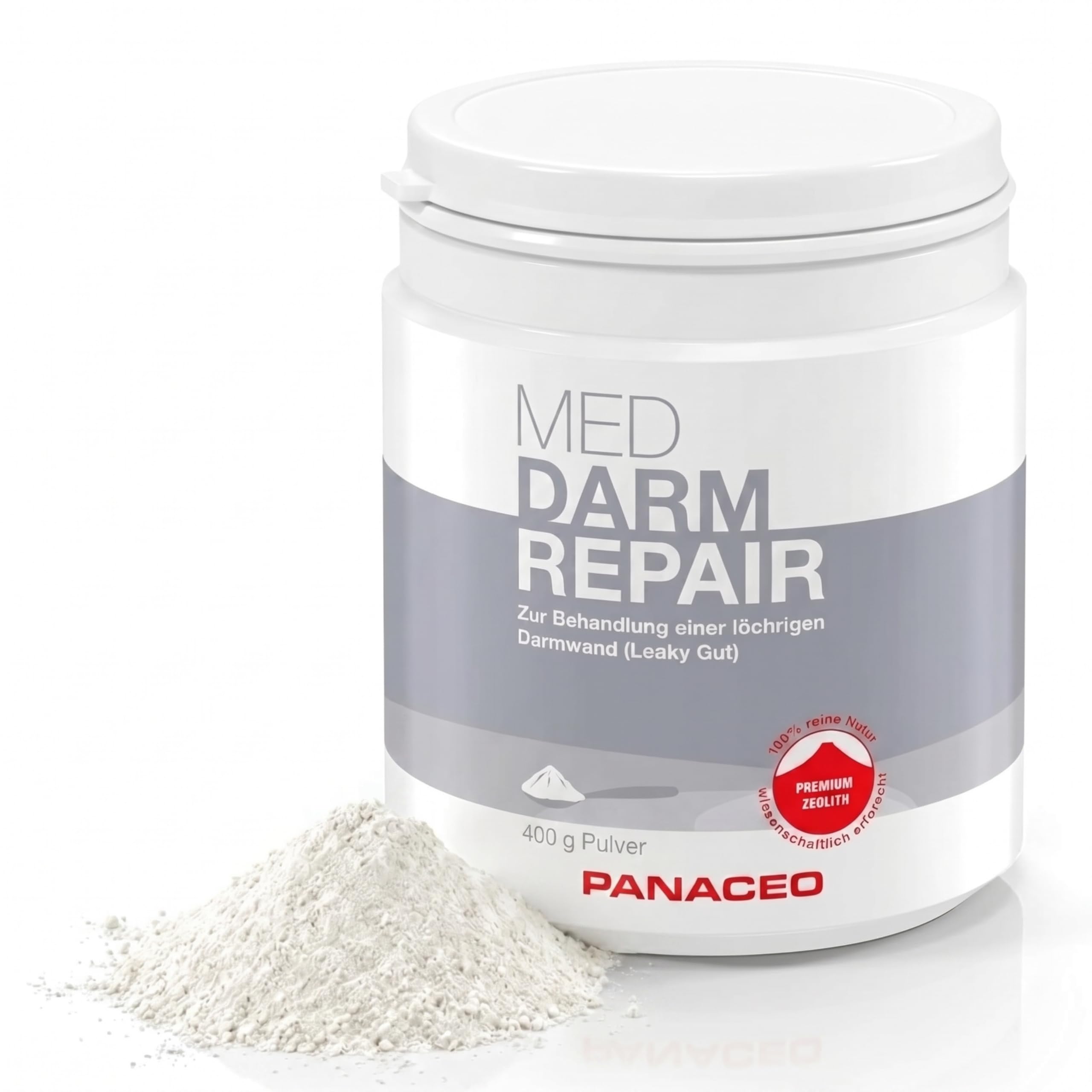 PANACEO MED DARM REPAIR Pulver mit PMA-Zeolith – Veganes Medizinprodukt bei Reizdarm, Leaky Gut & Darmbeschwerden, unterstützt Darmbarriere, Darmflora & Schadstoffbindung, 400 g