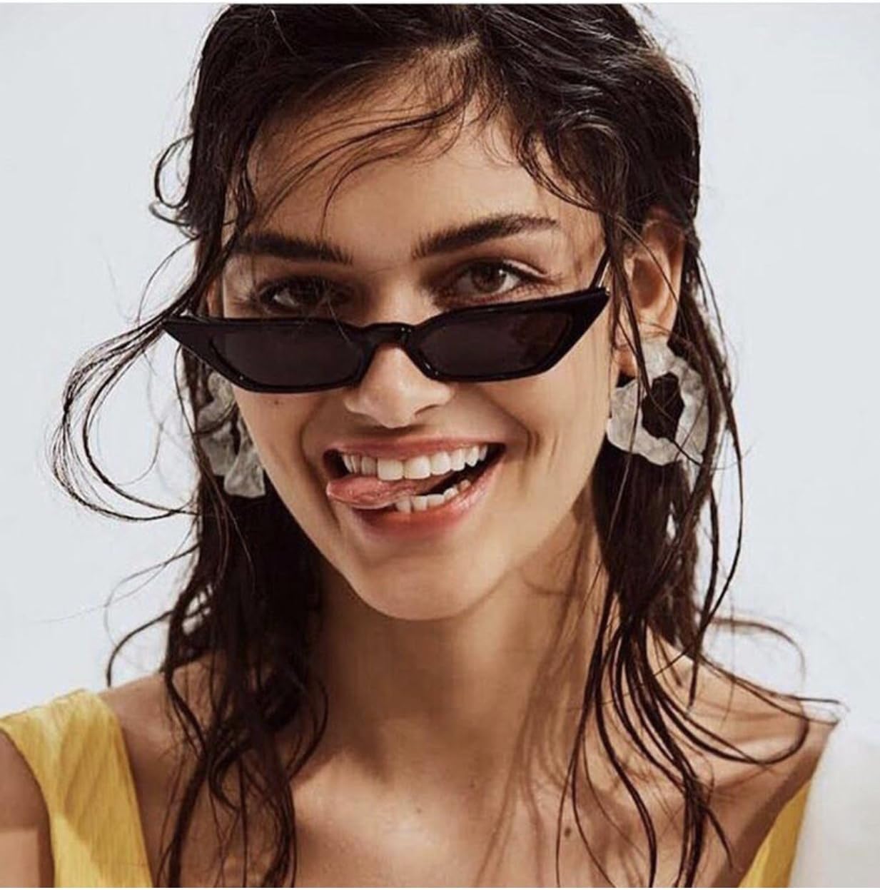 Small Cat Eye Sunglasses for Men and Women Skinny Retro Frame Y2K Shades Trendy Fun Fashion Glasses - Image 3