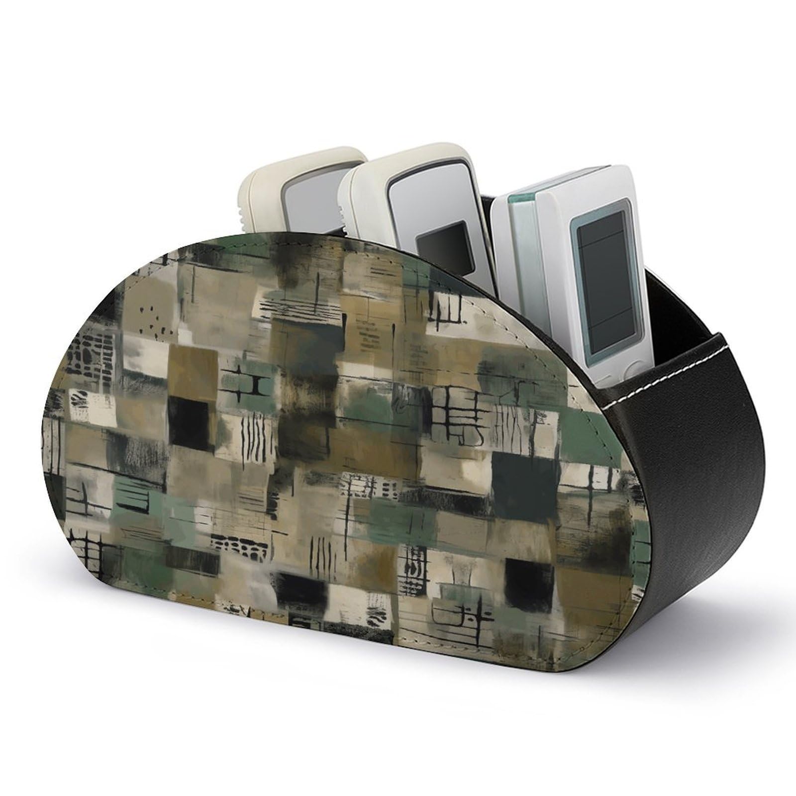 Btcowzrv Style Green Pattern Remote Control Holder With 5 Compartments